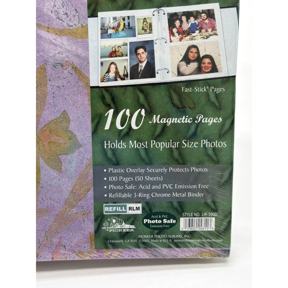 Pioneer Photo Album Purple Floral 100 Magnetic Pages 3-Ring Binder LM-100D New
